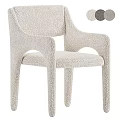 Beige Fluffy Accent Chair With Curved Arms Legs And Textured Fabric Gray Option