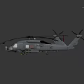 Two Military Helicopters with Rotors and Weapon Equipment in Detailed Design on Dark Background