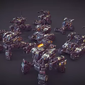 Futuristic Mechanical Weapons Featuring Battle Robots Lighting Effects And Metallic Texture 3d model