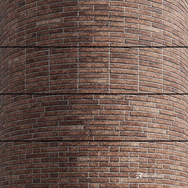 Red Brick Cylindrical Architectural Structure With Exterior Textured Surface Design 3d model 