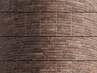 Red Brick Cylindrical Architectural Structure With Exterior Textured Surface Design 3d model