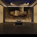 Museum Exhibition Hall Interior With Glass Display Case And Artifacts Exhibits Lighting