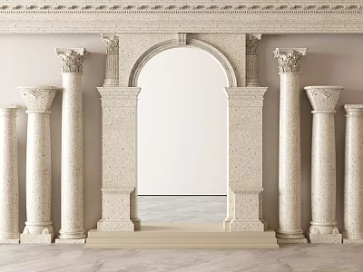 Classical Roman Columns With Stone Archway And Decorative Architectural Details 3d model