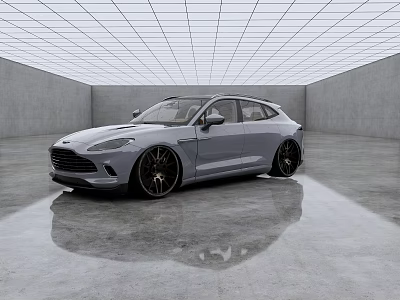 Modern Gray Sports Car With Stylish Black Rims And Sleek Exterior In Showroom Setting 3d model