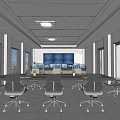 Command Control Room of Modern Monitoring Room 3d model