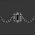 Metal Lock With Circular Dial And Shiny Chain Links On Gray Reflective Background