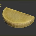 Yellow Semicircular Cheese Slice With Engraved ERSIEFF Text On Smooth Surface 3d model