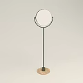 Modern Minimalist Floor Lamp With Round Shade Black Pole And Wooden Base