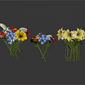 Colorful Decorative Flower Bouquets With Yellow Lilies And Mixed Blooms For Home Decor
