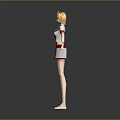3D Nurse Character in White Uniform With Red Accents and Medical Hat Standing Pose