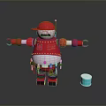 Red Hat Robot Character With Silver Body Arm Clamps Tool Belt And Small Bucket