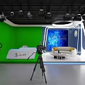 Professional Studio Setup With Green Screen Lighting Equipment Camera On Tripod Sofa And Digital 3d model