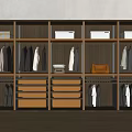 Modern Wooden Built-in Wardrobe Interior Design With Hanging Garments Drawers And Leather Bag