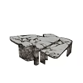 Modern Coffee Tables With Marble Tops And Metal Frames In Nested Design 3d model