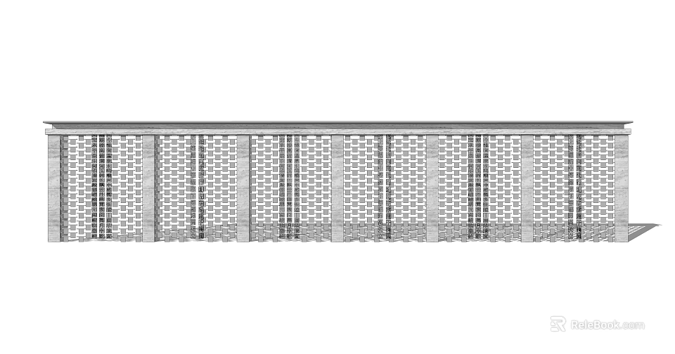 Modern Feature Wall Design With Perforated Grid Pattern And Linear Details 3d model