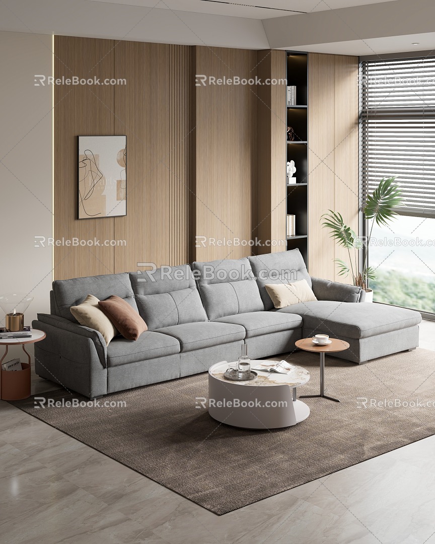 Italian Style Simple Living Room Sofa Coffee Table Side Table 3d model