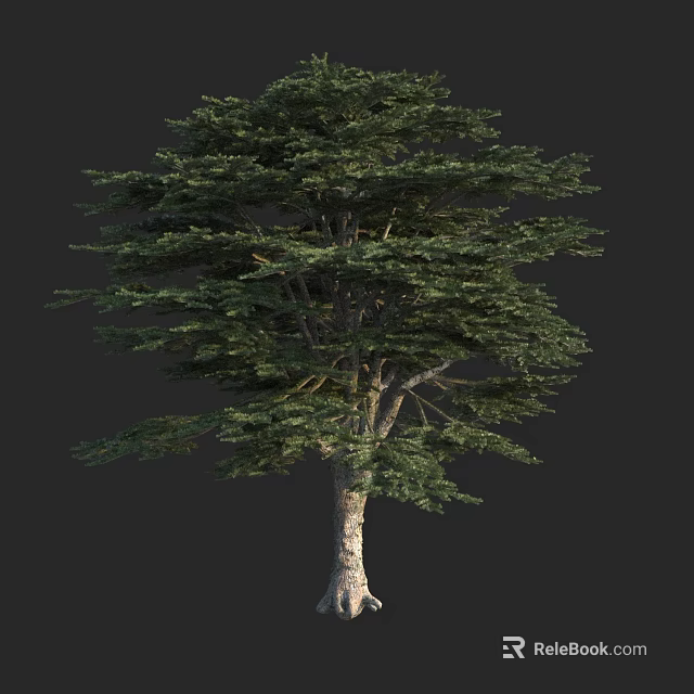 Lush Green Arbor Tree With Dense Foliage And Thick Textured Trunk 3d model 