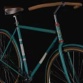 Vintage Green Bicycle With Brown Leather Seat And Classic Spoked Wheels