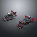Sci Fi Aircraft Models With Black Red Wing And Detailed Weapon Structures 3d model