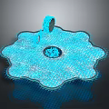 Luminous Blue Flower Shaped Grid Scenery With Circular Hole And Bottom Reflection