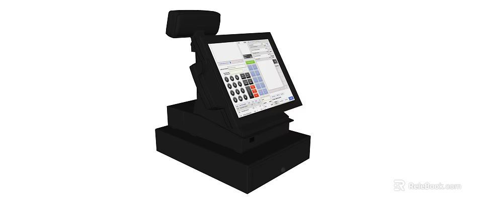 Commercial POS Business Equipment With Touchscreen Keypad And Display For Retail Transactions 3d model 