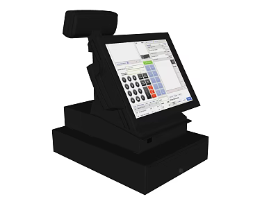 Commercial POS Business Equipment With Touchscreen Keypad And Display For Retail Transactions 3d model