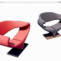 Modern Red and Gray Single Chairs with Stylish Curved Unique Design for Home