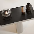 Modern Minimalist Side Table With Black Tabletop Metal Frame And Decorative Accents