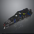 Futuristic Interstellar Spaceship With Advanced Modular Structure And Blue Yellow Accents