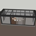 Modern Glass Roof Pergola with Surrounding Flowers Trees and Outdoor Relaxation Area