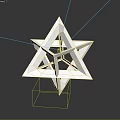 White 3D Geometric Star Structure With Interconnected Triangles On Dark Background