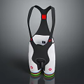 White And Black Cycling Bib Shorts With Red Accents And Colorful Stripes Back View