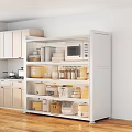 Modern Kitchen Interior Featuring White Cabinets And Open Storage Shelves