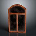 Brown Wooden Cabinet With Arched Top And Double Dark Doors