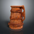 Rustic Wooden Mug With Rope Wrapped Design Textured Surface And Sturdy Handle