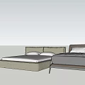 Two Modern Double Beds With Gray Frame And Black Bedding In Bedroom 3d model