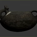Antique Style Dark Colored Tea Vessel With Textured Surface And Two Handles 3d model