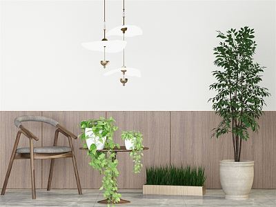 Modern potted plant combination model