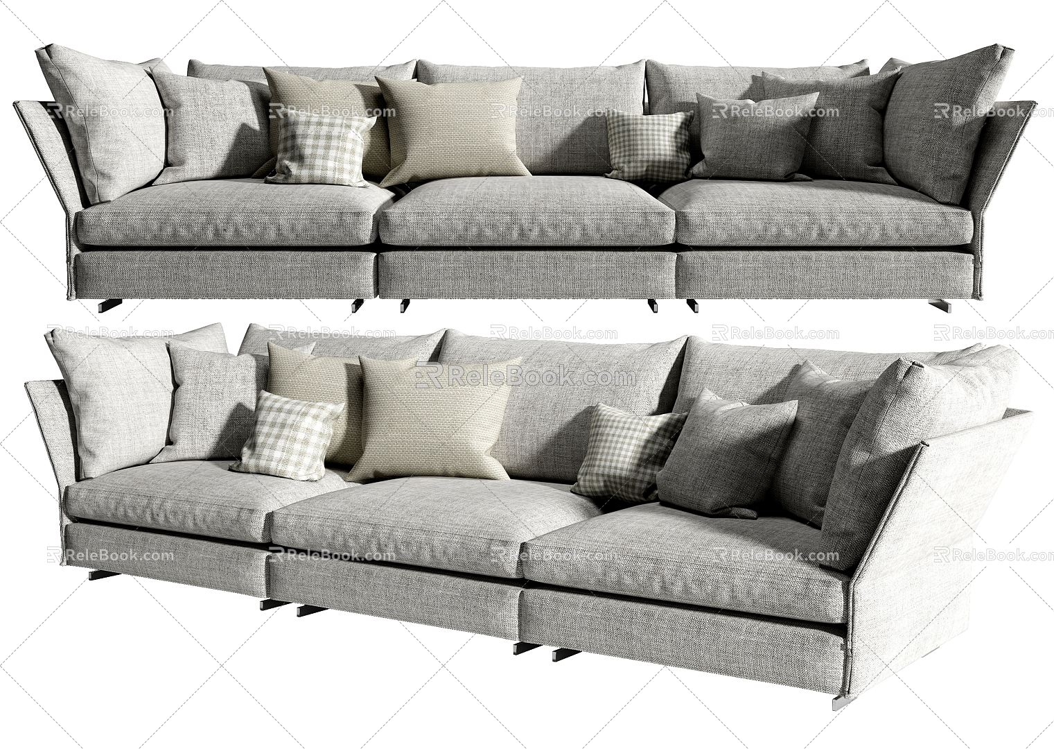 Modern three-seat sofa 3d model