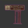 Northlake Mall Red Retro Metal Signage With Standing Support Bracket Structure 3d model