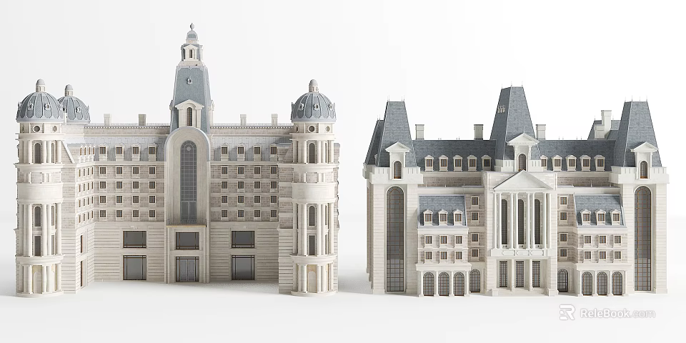 Ancient Architecture Models Showcasing Classical Towers Domes And Symmetrical Stone Facades 3d model 