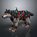 Fantasy Warrior And Battle Wolf Featuring Leather Saddle With Metal Buckles And Armor