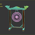 Traditional Decorative Gong With Intricate Dragon Carvings On Wooden Stand