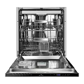 Modern Stainless Steel Dishwasher Kitchen Appliance With Open Door And Interior Racks