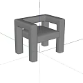 Modern Gray Upholstered Sofa Stool With Square Armrests And Solid Legs