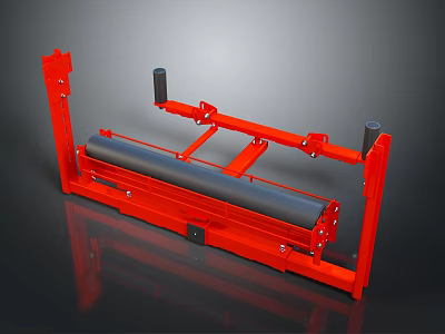 Industrial Equipment Red Frame Conveyor System With Black Rollers For Material Handling 3d model