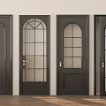 Stylish Black Hinged Doors With Glass Panels And Golden Handles In Various Designs