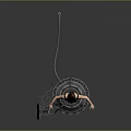 Transparent Cylindrical Device Enclosing Person With Black Mask And Metal Base