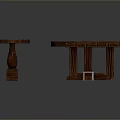 Wooden Furniture Set Including Round Table Rectangular Bench And Small Stool