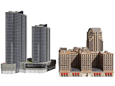 Modern High Rise And Multi Story Residential Buildings With Contemporary Exterior Design 3d model